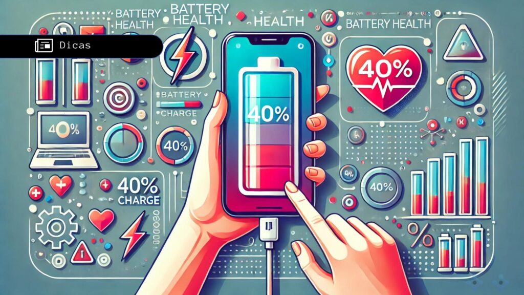 Uma imagem que ilustra um celular com 40% de bateria.